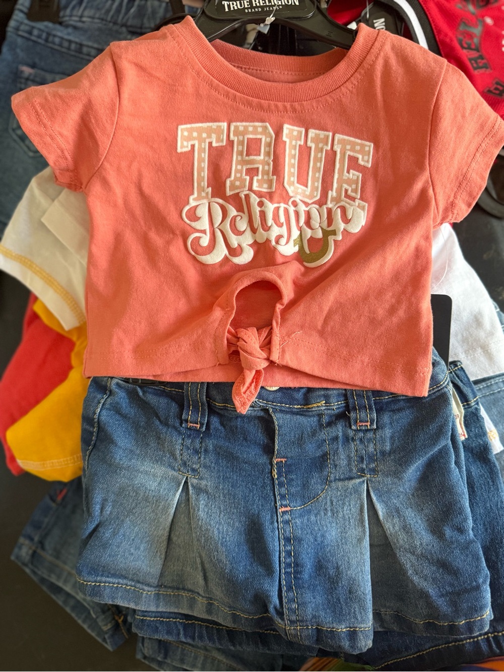 True Religion Coral Tie-Front Logo Tee